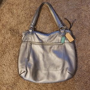 Coach silver leather purse